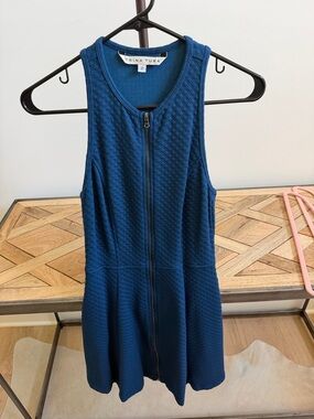 Trina Turk Teal Zip-Front Textured Dress